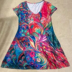 Vibrant Multicolor Abstract Dress